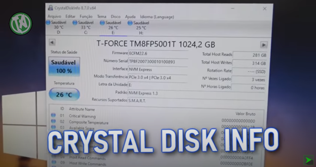 NVMe no Crystal Disk Info