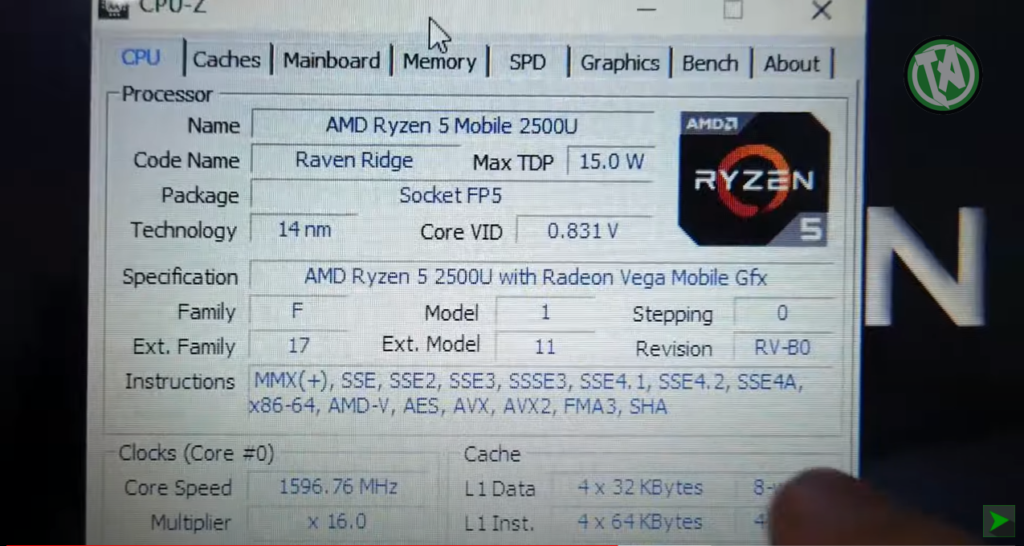 CPU-Z do Notebook Acer