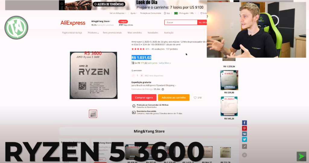 Ryzen 5 3600 no AliExpress